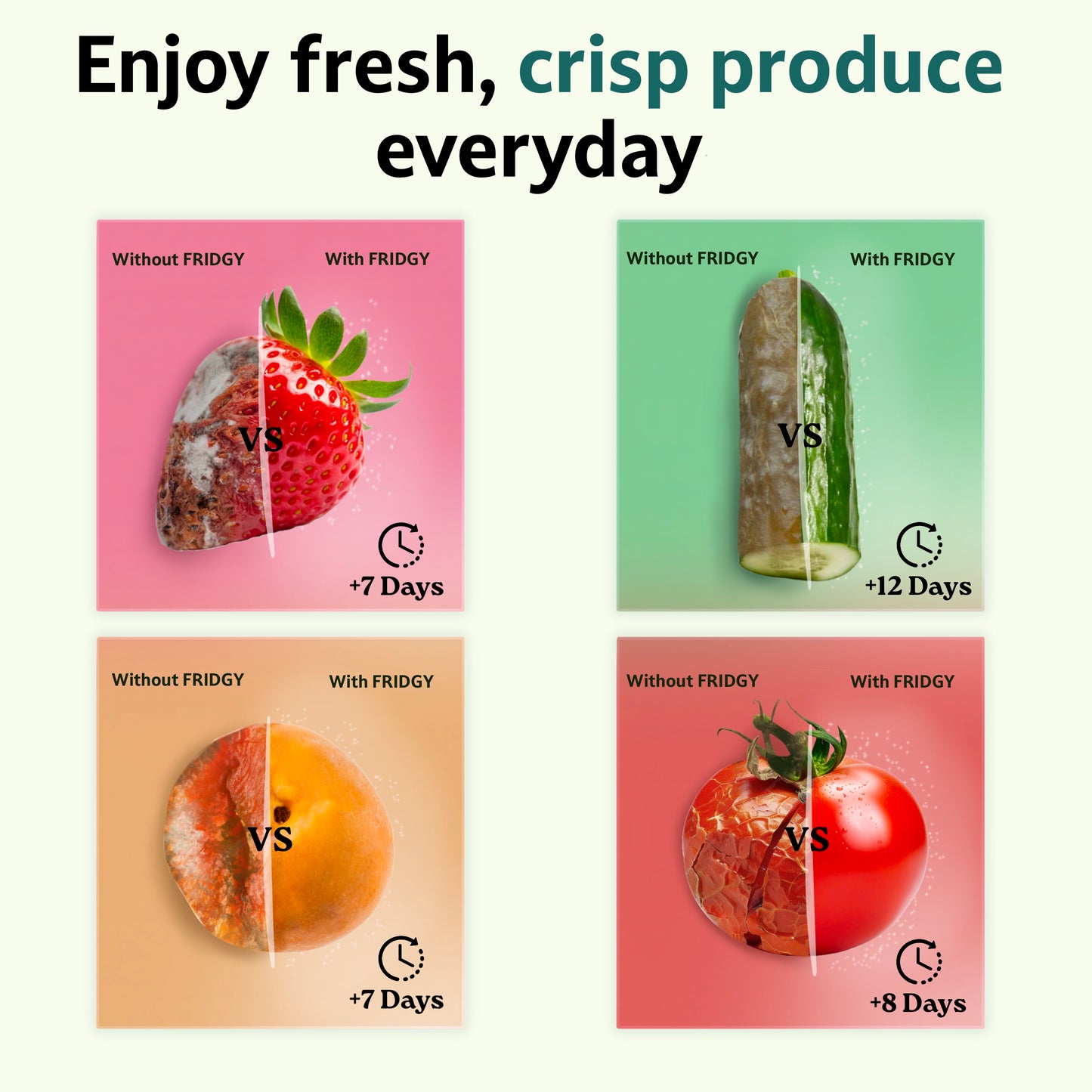 Enjoy crisp, frech produce with Fridgy
